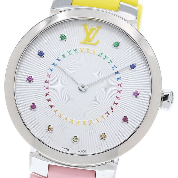 LOUIS VUITTON Tambour Slim MM Rainbow QA159 Silver Dial Quartz Ladies_868201 - Picture 1 of 7